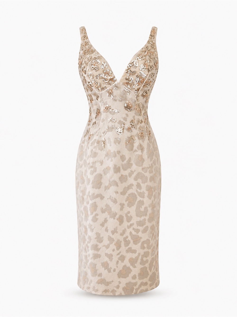 Runway Vintage Thierry Mugler Couture Sequin Leopard Wool Angora Dress